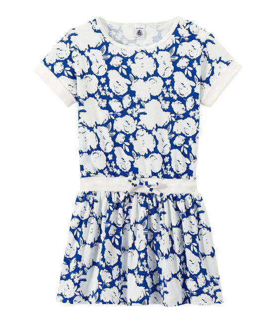 Vestido estampado para niña blanco MARSHMALLOW/azul PERSE