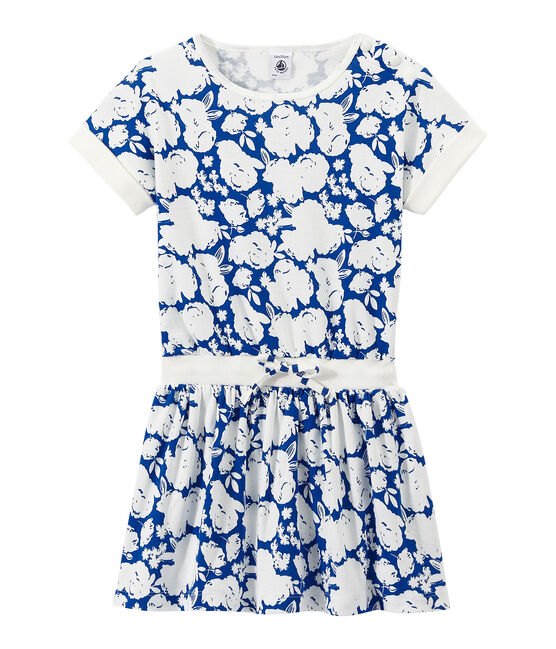 Vestido estampado para niña blanco MARSHMALLOW/azul PERSE
