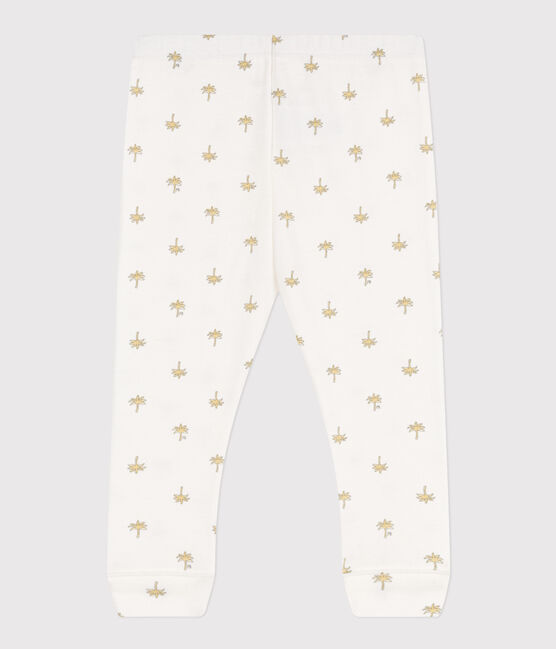 Leggings de algodón con estampado de flores para bebé blanco MARSHMALLOW/gris GRIS
