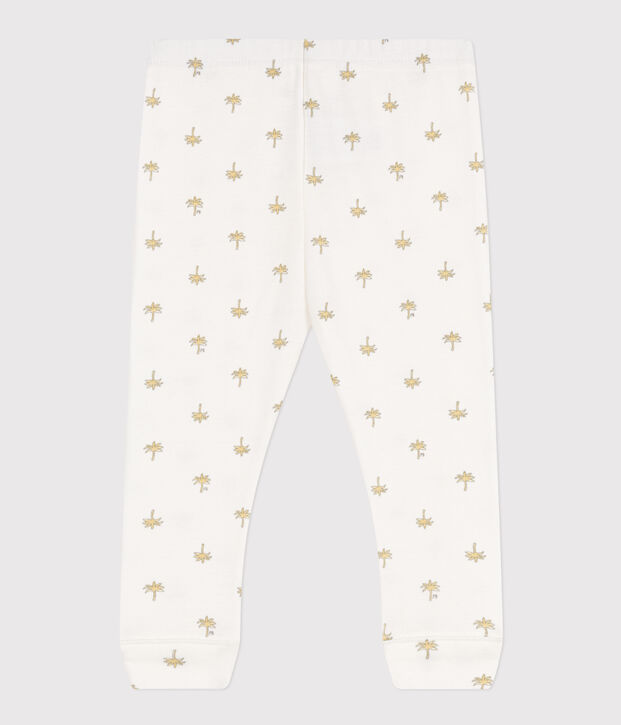 Leggings de algod&oacute;n con estampado de flores para beb&eacute; blanco/gris