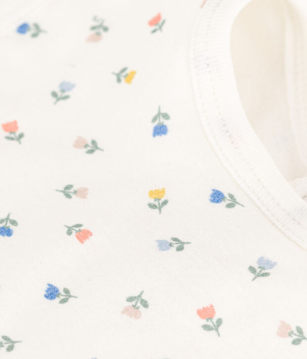 Babero de algod&oacute;n estampado blanco/azul