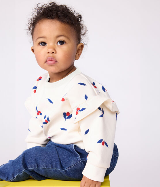 Sudadera de algodón con estampado de frutos y volantes para bebé MILK/ MULTICO