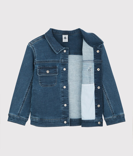 Chaqueta de tejido vaquero orgánico de niña/niño azul DENIM BLEU DELAVE