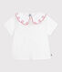 Blusa infantil de manga corta de popelina de algodón lisa