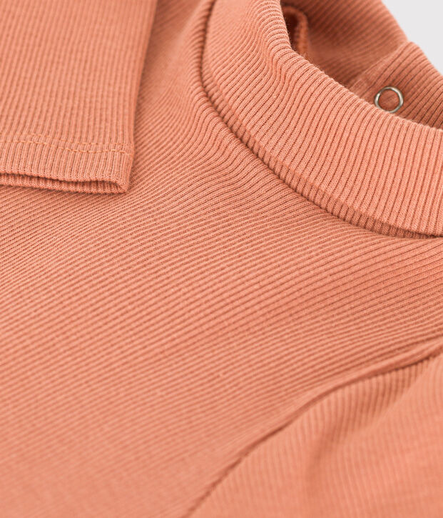 Body de manga larga con cuello vuelto para beb&eacute; rosa