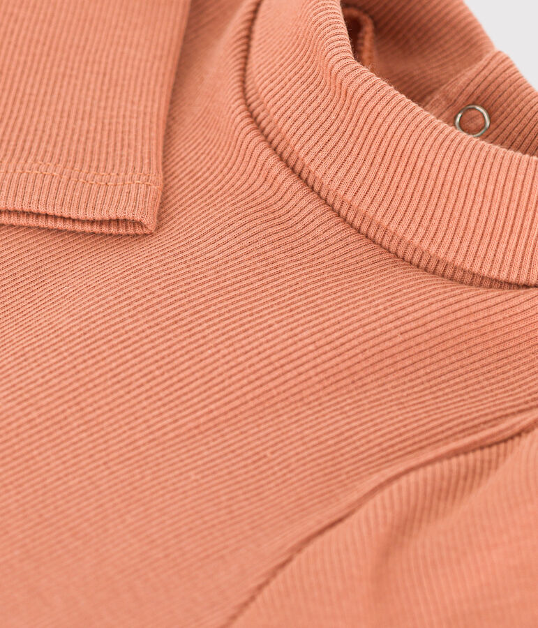 Body de manga larga con cuello vuelto para beb&eacute; rosa