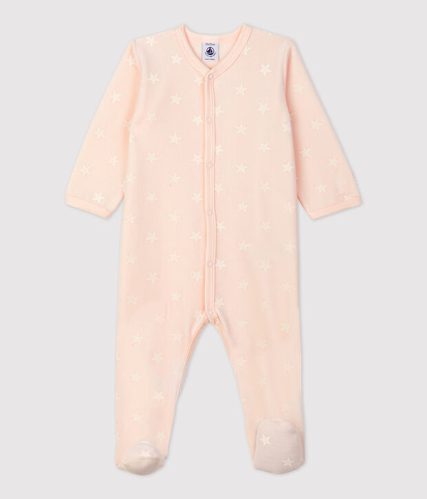 Pelele de terciopelo para beb&eacute; rosa/blanco