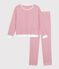 Pijama de algodón a rayas para mujer rosa ROSEWOOD/ MARSHMALLOW