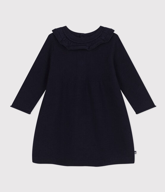 Vestido de manga larga de punto para bebé azul SMOKING