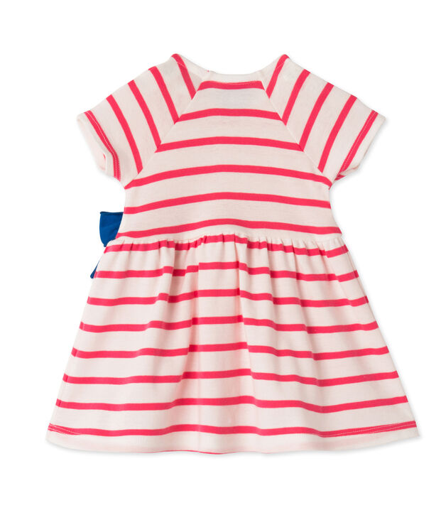 Robe b&eacute;b&eacute; fille ray&eacute;e blanco/rosa