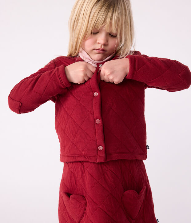 C&aacute;rdigan infantil liso de algod&oacute;n rojo