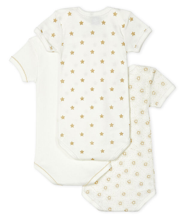 Tres bodis de manga corta para beb&eacute; de ni&ntilde;a multicolor