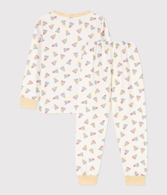 Pijama de felpa gorro para niño/niña blanco MARSHMALLOW/blanco MULTICO