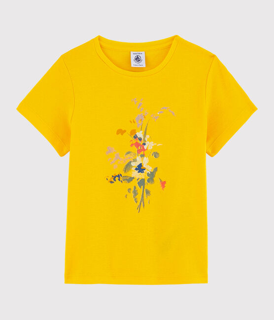 Camiseta de manga corta de algodón de niña amarillo JAUNE