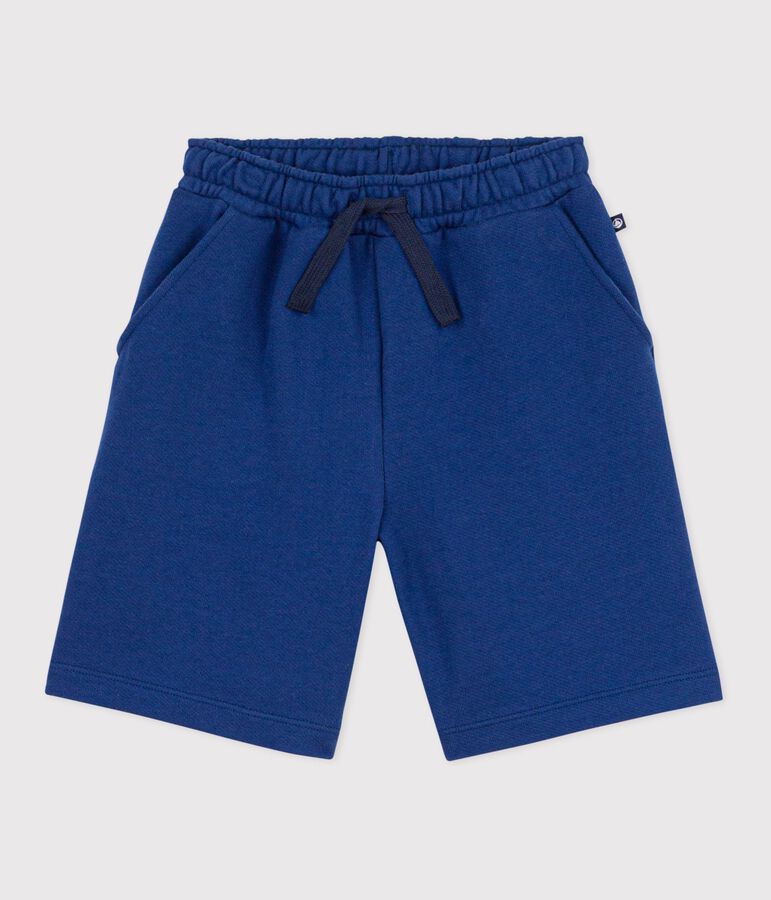 Bermudas cortas infantiles de algod&oacute;n liso azul