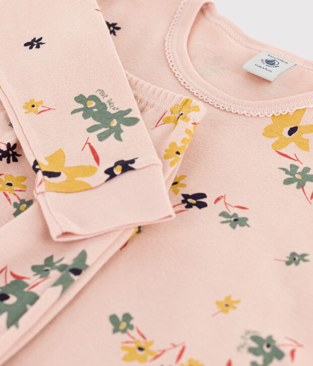Pijama snugfit de algod&oacute;n con flor para ni&ntilde;a rosa/multicolor