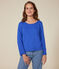Camiseta Recta de manga larga de punto flameado con cuello de bailarina para mujer azul CALVIN