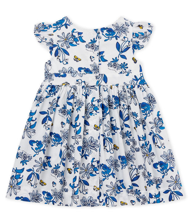 Vestido manga corta estampado para beb&eacute; ni&ntilde;a blanco/multicolor