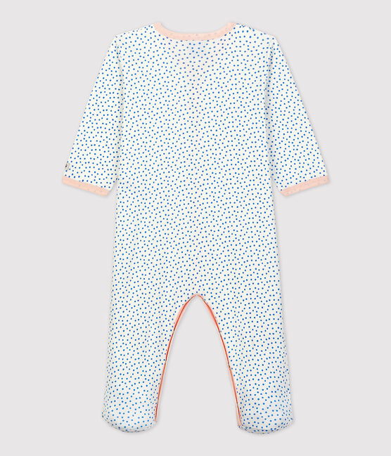 Pelele de bebé de algodón orgánico blanco MARSHMALLOW/azul BRASIER