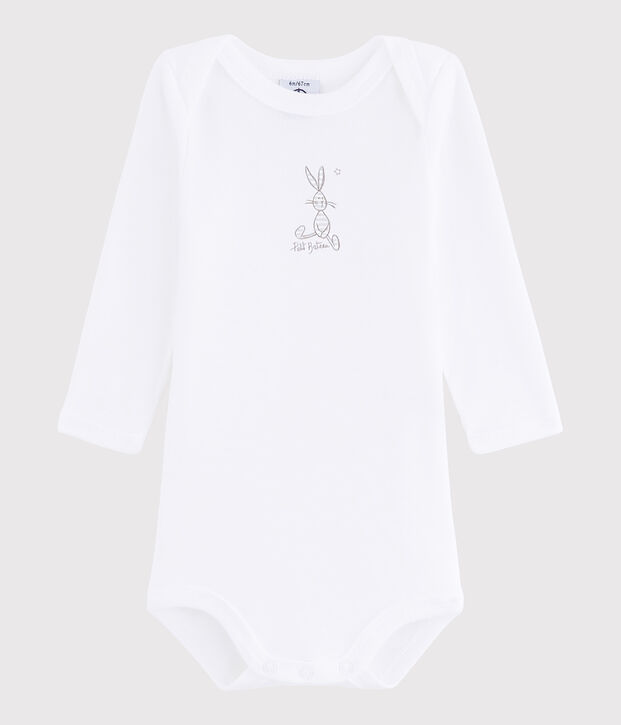 Bodi de manga larga de beb&eacute; ni&ntilde;a/ni&ntilde;o blanco
