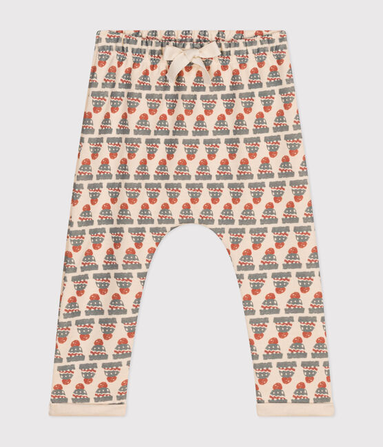 Pantalón de punto jersey grueso estampado para bebé blanco AVALANCHE/ MULTICO