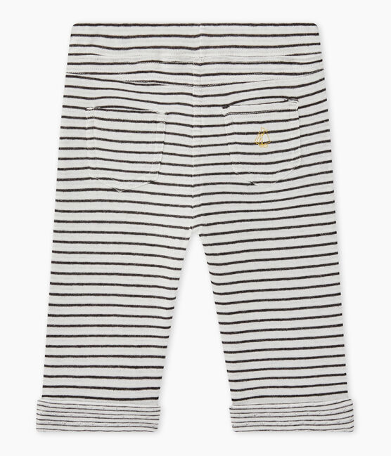 Pantalón bebé niño a rayas blanco MARSHMALLOW/negro CITY