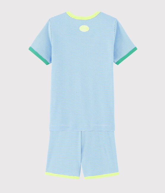 Pijama corto de punto para niña/niño azul EDNA/blanco MARSHMALLOW