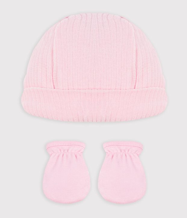 Juego de gorro y manoplas de algod&oacute;n para beb&eacute; multicolor