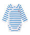 Body de manga larga de rayas de primera puesta para bebé niño blanco ECUME/azul DELPHINIUM