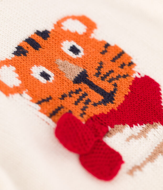 Jersey de punto de lana y algod&oacute;n para beb&eacute;. blanco/multicolor