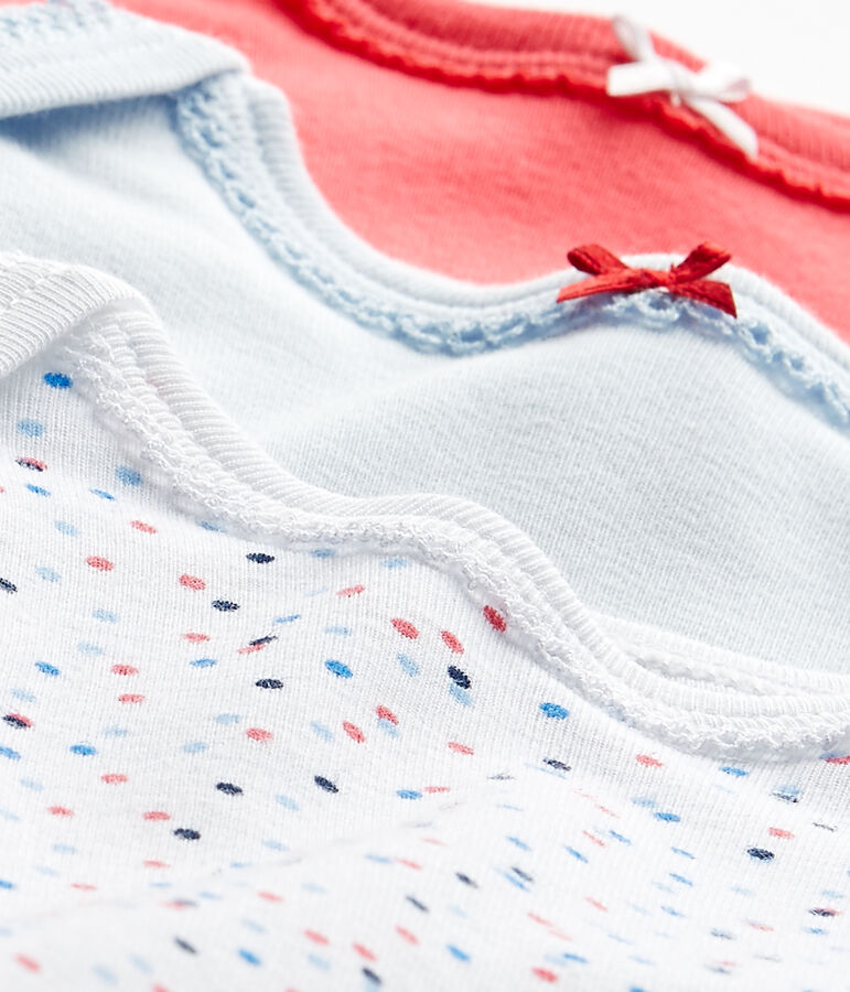 Lote de 3 bodies de manga corta para beb&eacute; ni&ntilde;a blanco LOT