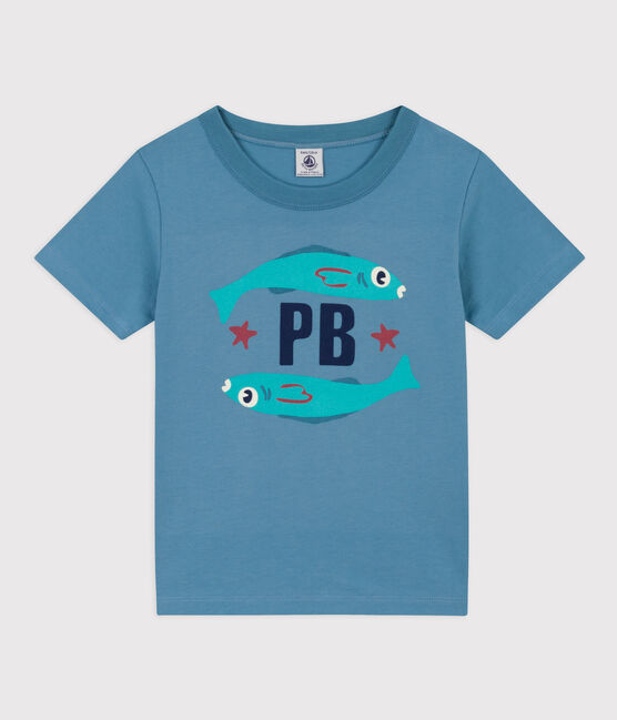 Camiseta de algodón de manga corta para niño verde LAVIS/azul VERDE