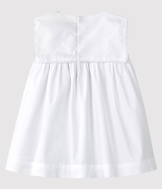 Vestido de celebración sin mangas de popelina de bebé niña blanco ECUME