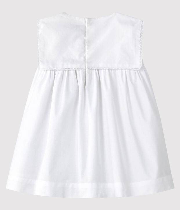 Vestido de celebraci&oacute;n sin mangas de popelina de beb&eacute; ni&ntilde;a blanco
