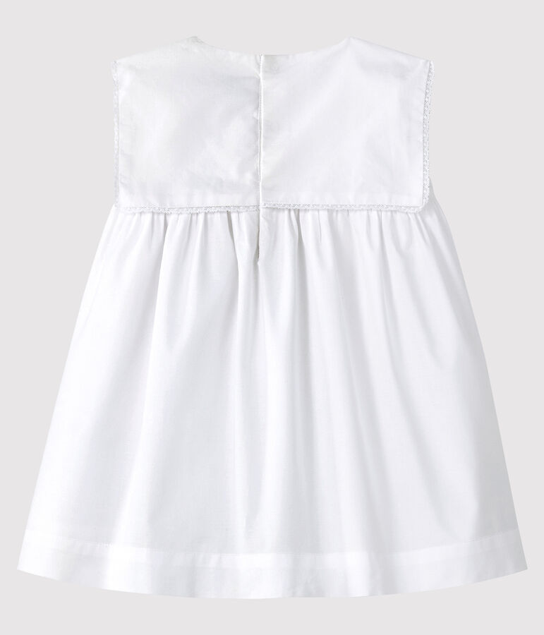 Vestido de celebraci&oacute;n sin mangas de popelina de beb&eacute; ni&ntilde;a blanco ECUME