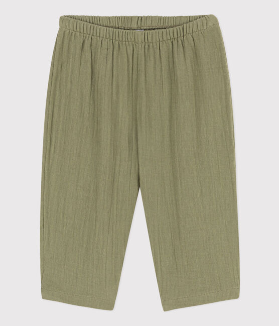 Pantalón de gasa de algodón para bebé verde MARECAGE