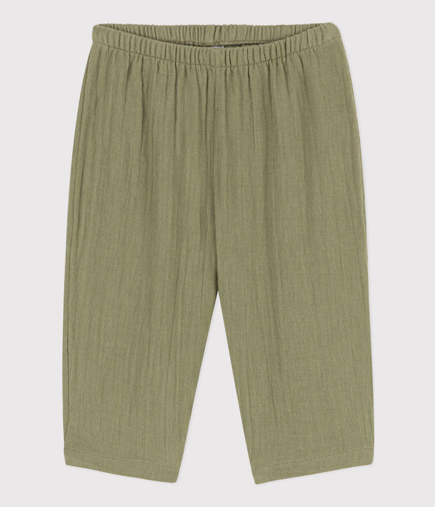 Pantal&oacute;n de gasa de algod&oacute;n para beb&eacute; verde
