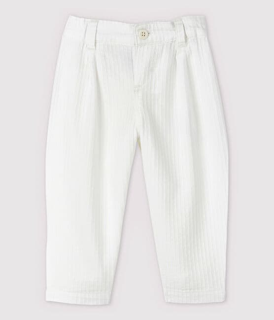 Pantalón de vestir de rayas de popelina de bebé niño blanco MARSHMALLOW