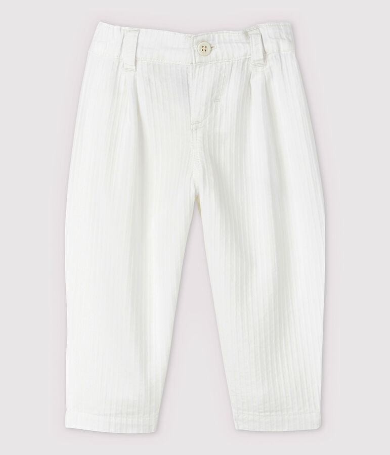 Pantal&oacute;n de vestir de rayas de popelina de beb&eacute; ni&ntilde;o blanco MARSHMALLOW