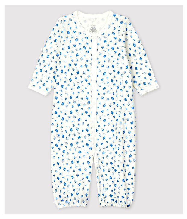Mono saco con estrellas de beb&eacute; de algod&oacute;n ecol&oacute;gico blanco/gris