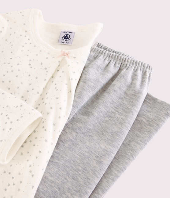Camisón de estrellas con leging para niña en túbico blanco MARSHMALLOW/gris ARGENT