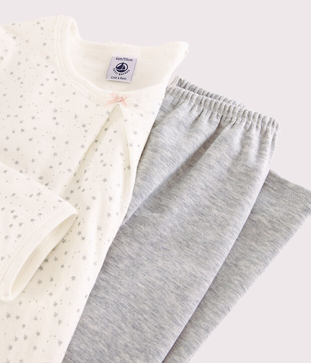 Camis&oacute;n de estrellas con leging para ni&ntilde;a en t&uacute;bico blanco/gris