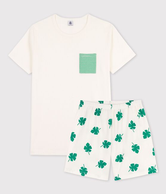 Pijama corto de algodón orgánico de chico blanco MARSHMALLOW/blanco MULTICO
