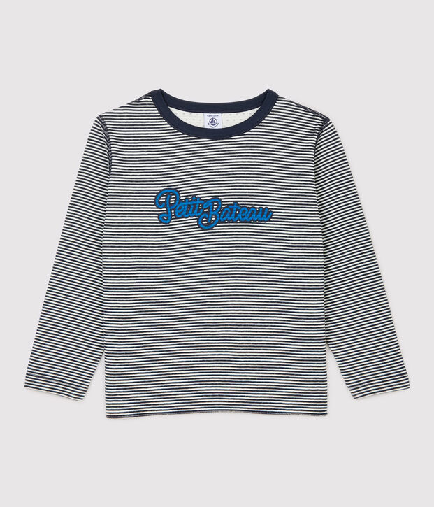Camiseta de manga larga de tejido t&uacute;bico de ni&ntilde;o azul/blanco