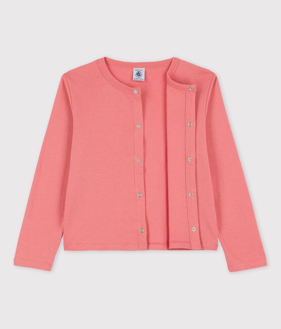 Cárdigan de algodón orgánico de niña rosa PAPAYE