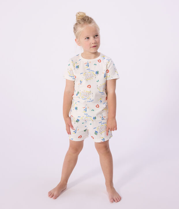 Pijama corto infantil de algod&oacute;n con estampado &Oacute;pera blanco/multicolor