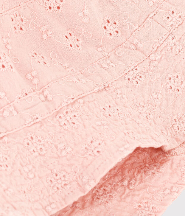 Gorro con bordado ingl&eacute;s para beb&eacute; rosa