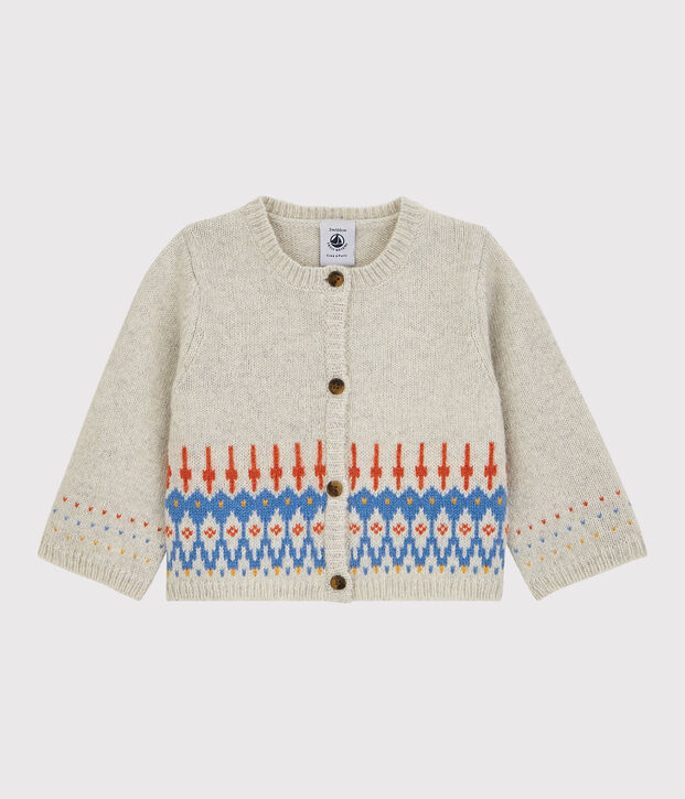 C&aacute;rdigan de Jacquard de beb&eacute; de tejido de punto con lana. MONTELIMAR CHINE
