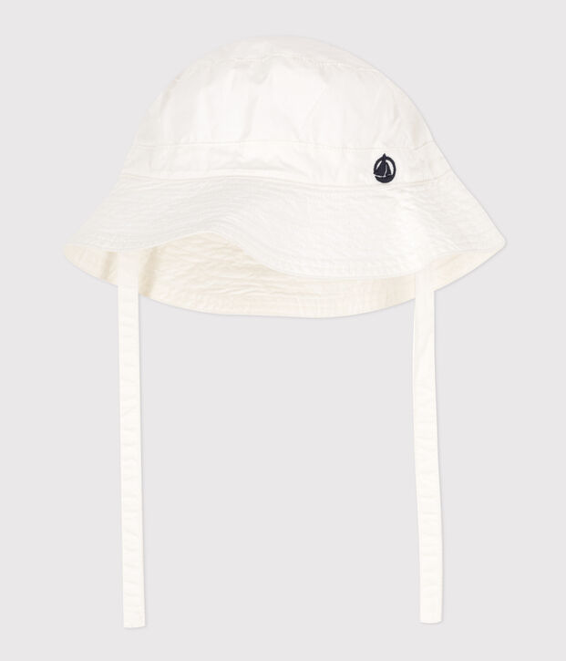 Gorro blanco de sarga para beb&eacute; blanco