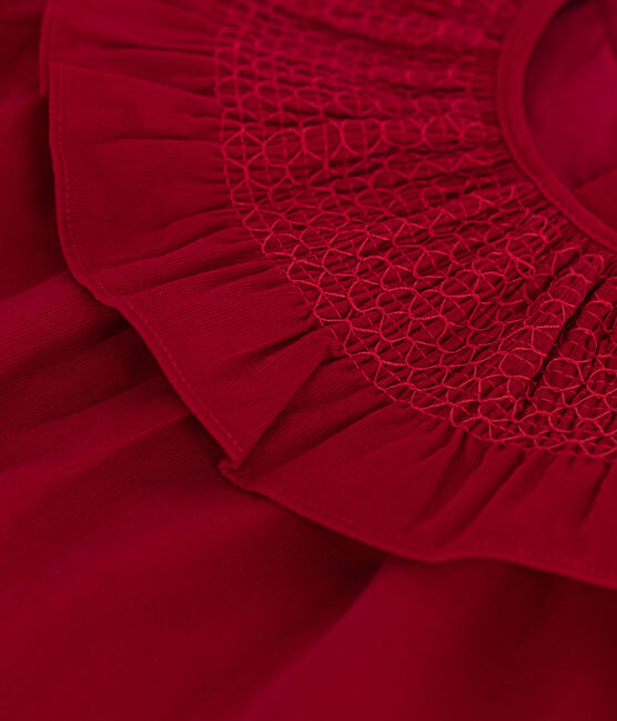 Vestido de terciopelo de manga larga para bebé rojo CORRIDA